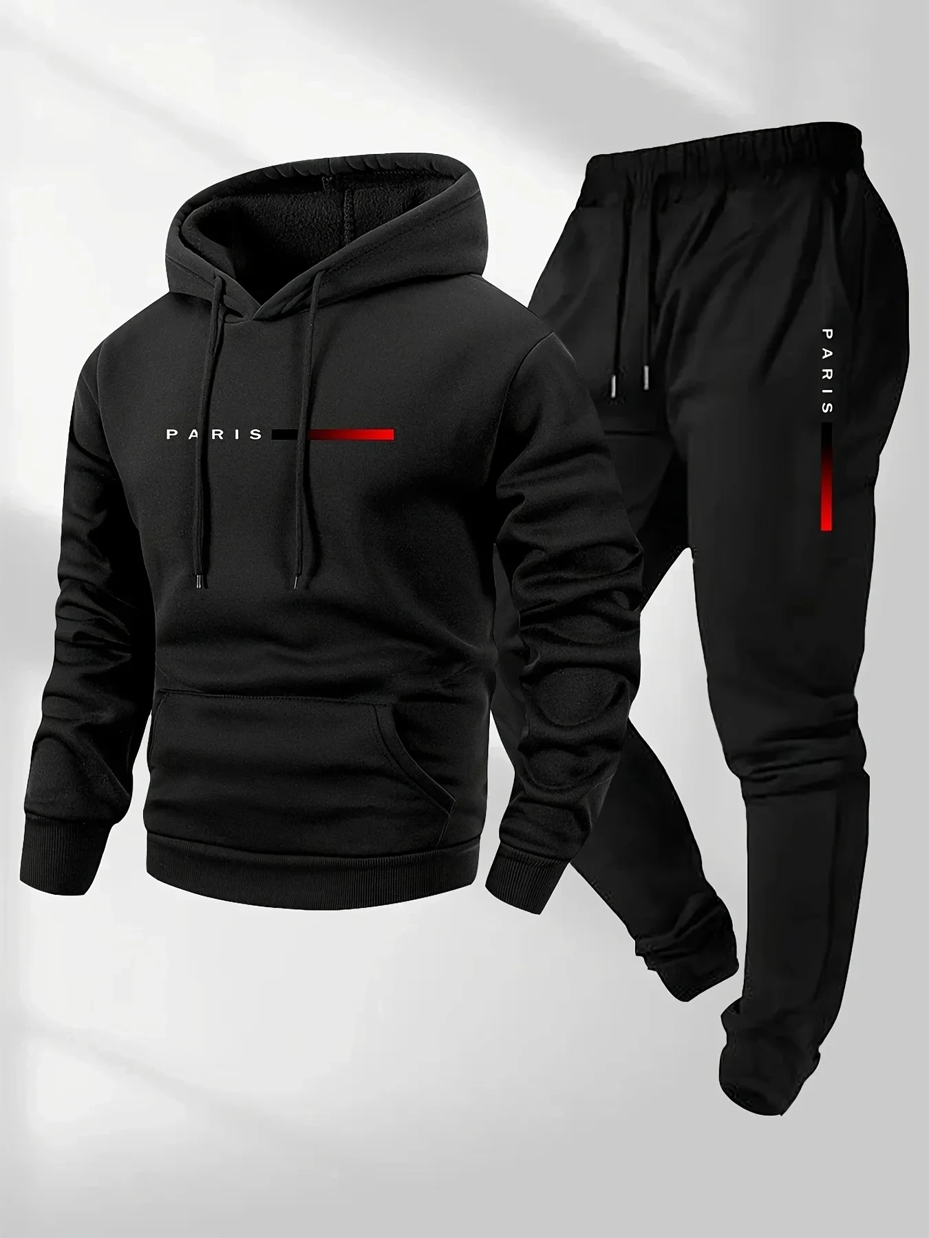 Winter Clothing Stores - PARIS Letter Print Sweatshirt Suit Men's