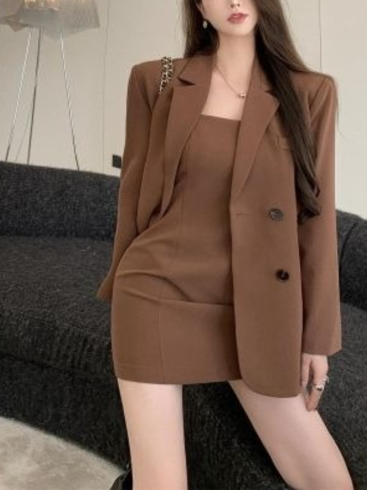 Winter Clothing For Sale - Autumn Winter Brown Elegant 2 Piece
