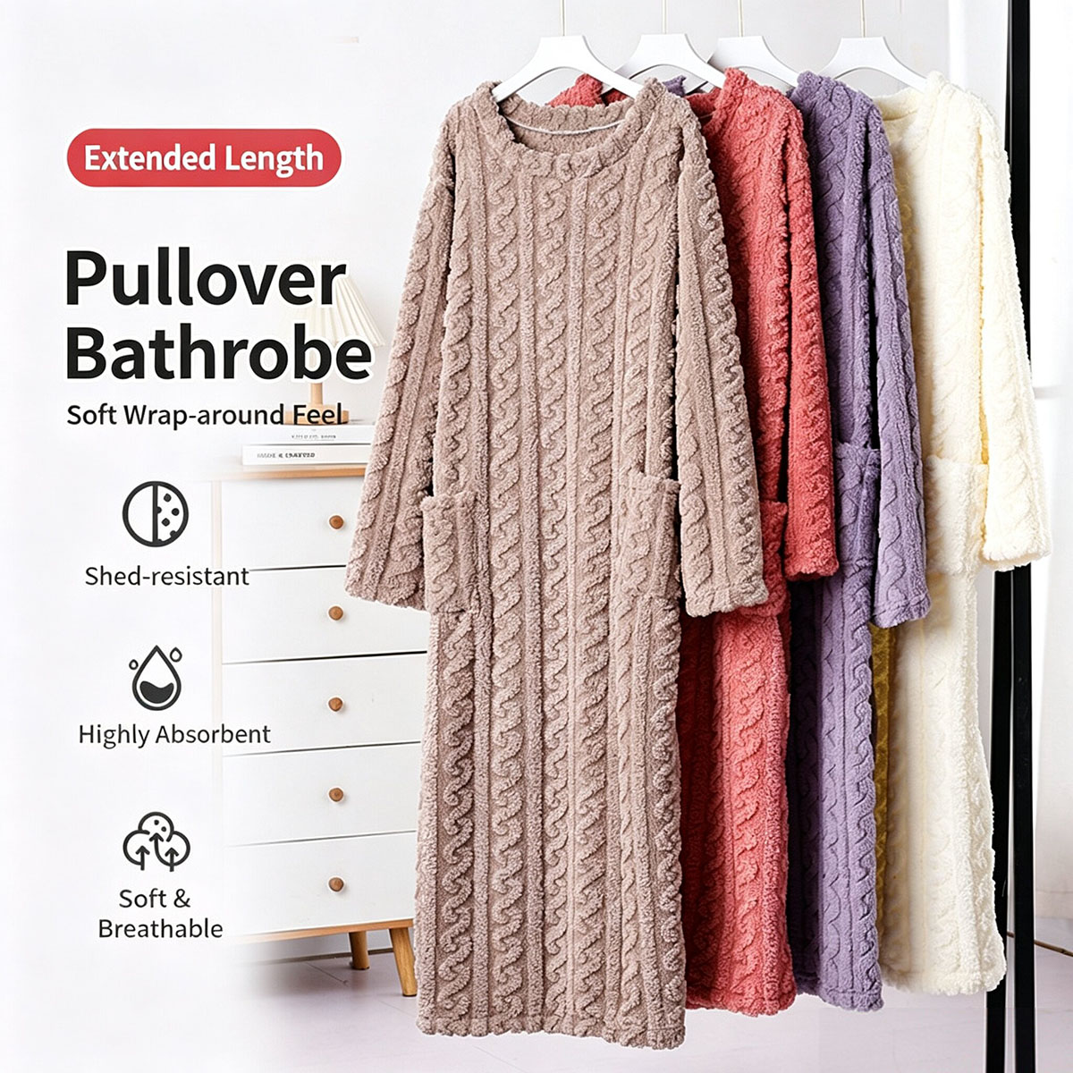 Winter Clothing Stores - Winter Coral Velvet Nightgown, Women's Jacquard