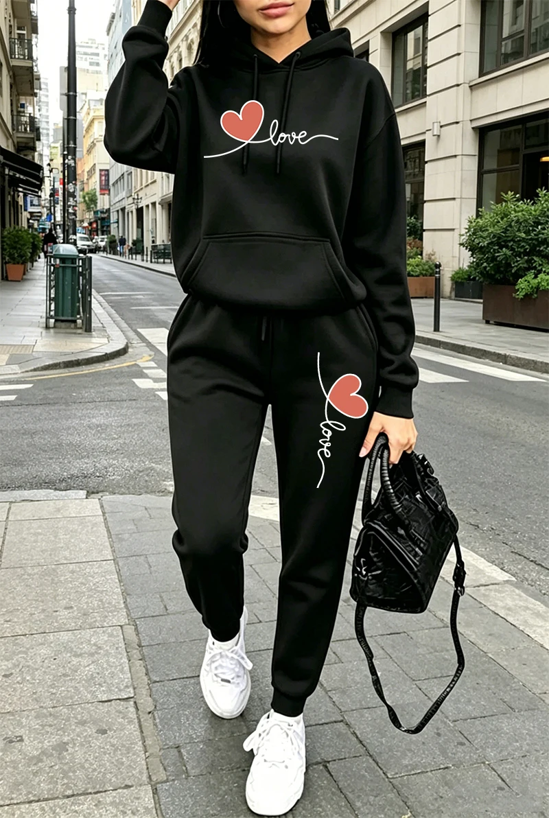 Winter Clothing - Womens Tracksuit Print Casual Long Sleeves