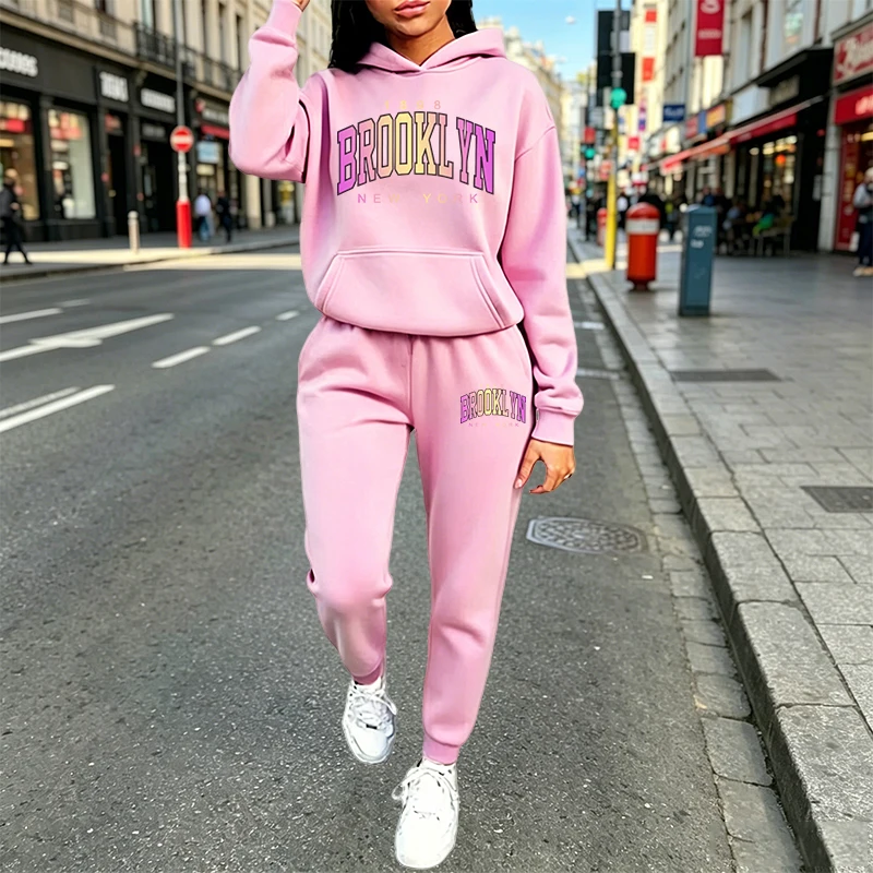Winter Clothing - Casual Women's Outfits Print Hooded Sweatshirt