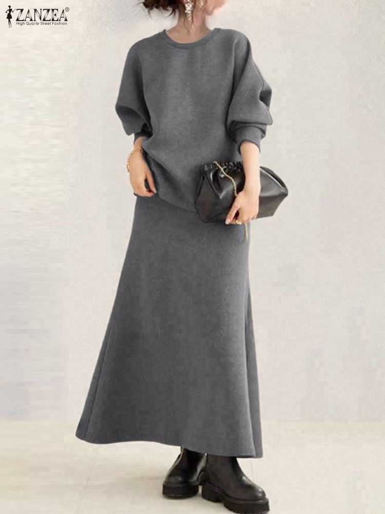 Winter Clothing Korean - ZANZEA Women Autumn Pullover Sweatshirt and
