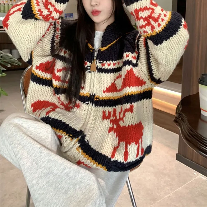 Christmas Vintage Elk Knitted  - Winter Clothing Colors ulasan dan harga