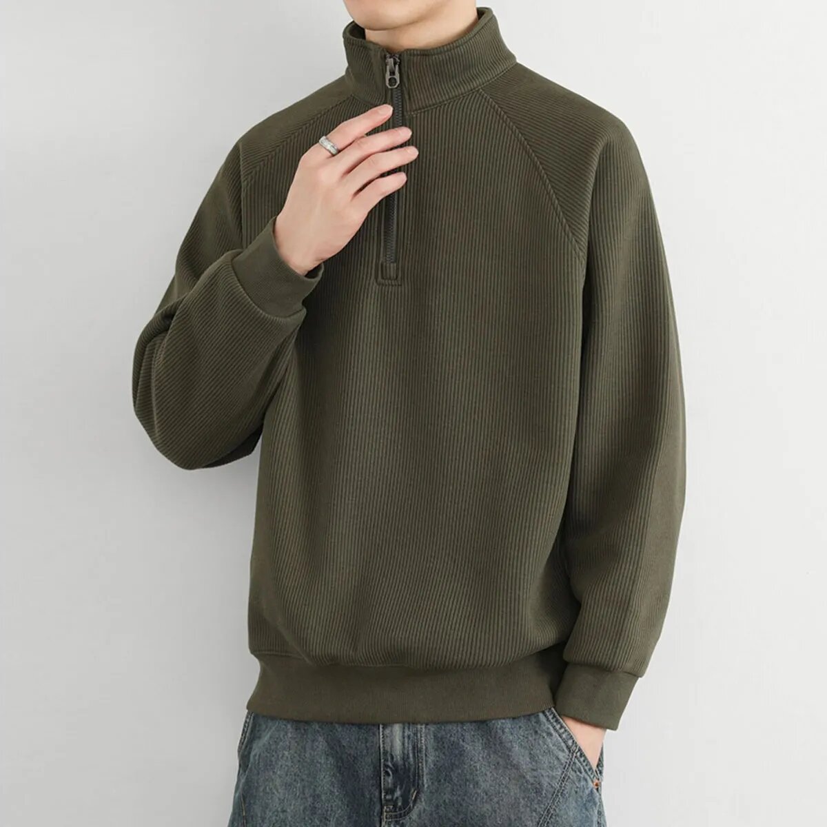 2026 New Men's Green Sweatshir - Winter Clothing Colors 2026 ulasan dan harga