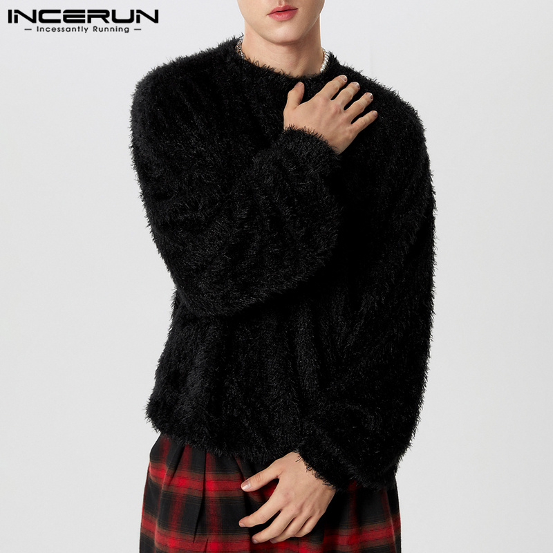 INCERUN Men Pullovers Solid Co - Winter Clothing Colors 2026 ulasan dan harga