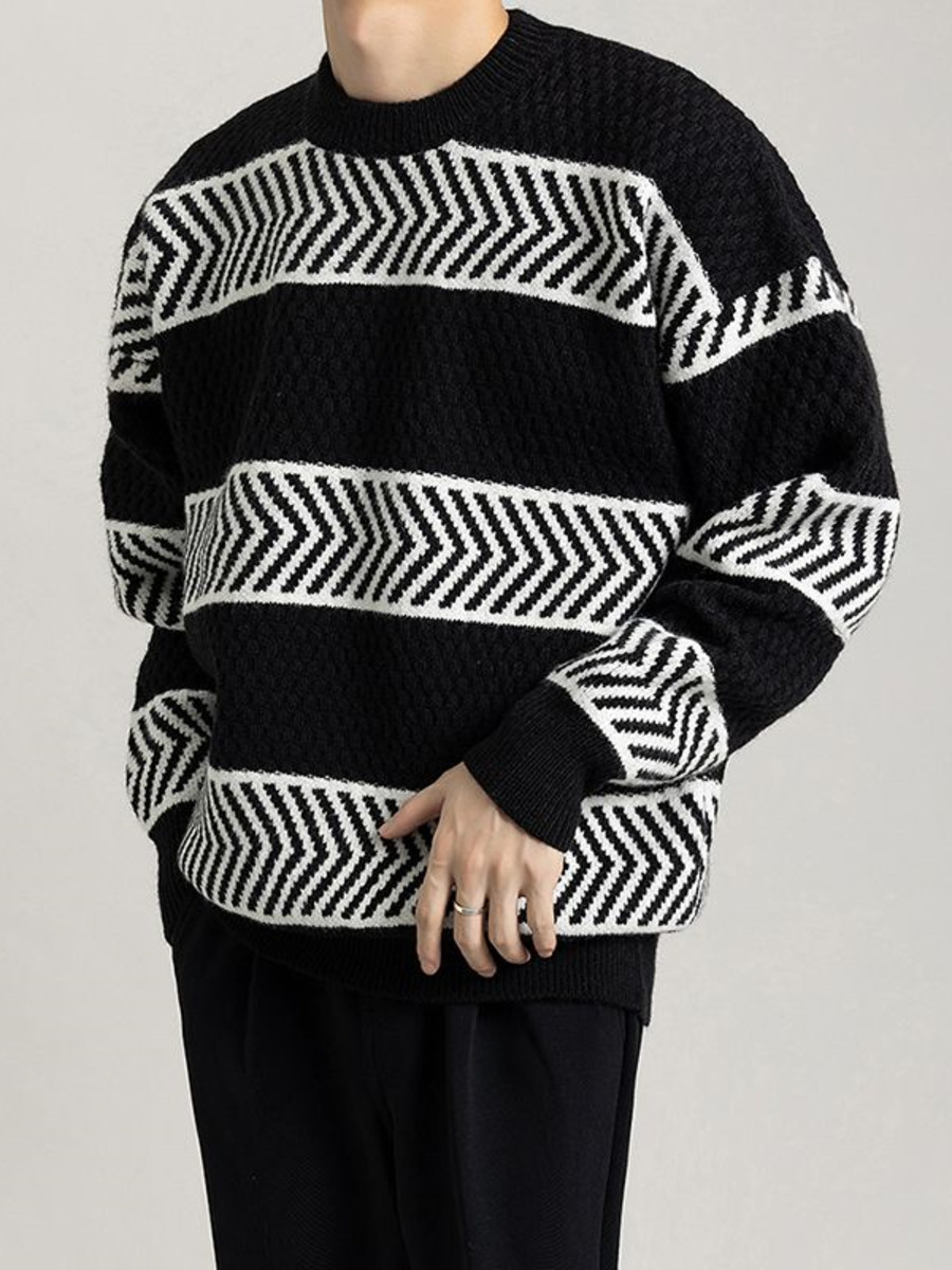 Casual Loose Stripes Pullover  - Winter Clothing Colors ulasan dan harga