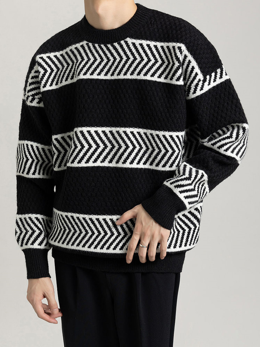 Casual Loose Stripes Pullover  - Winter Clothing Colors ulasan dan harga