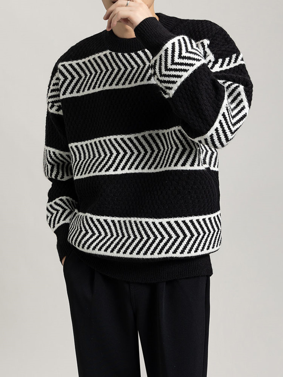 Casual Loose Stripes Pullover  - Winter Clothing Colors ulasan dan harga