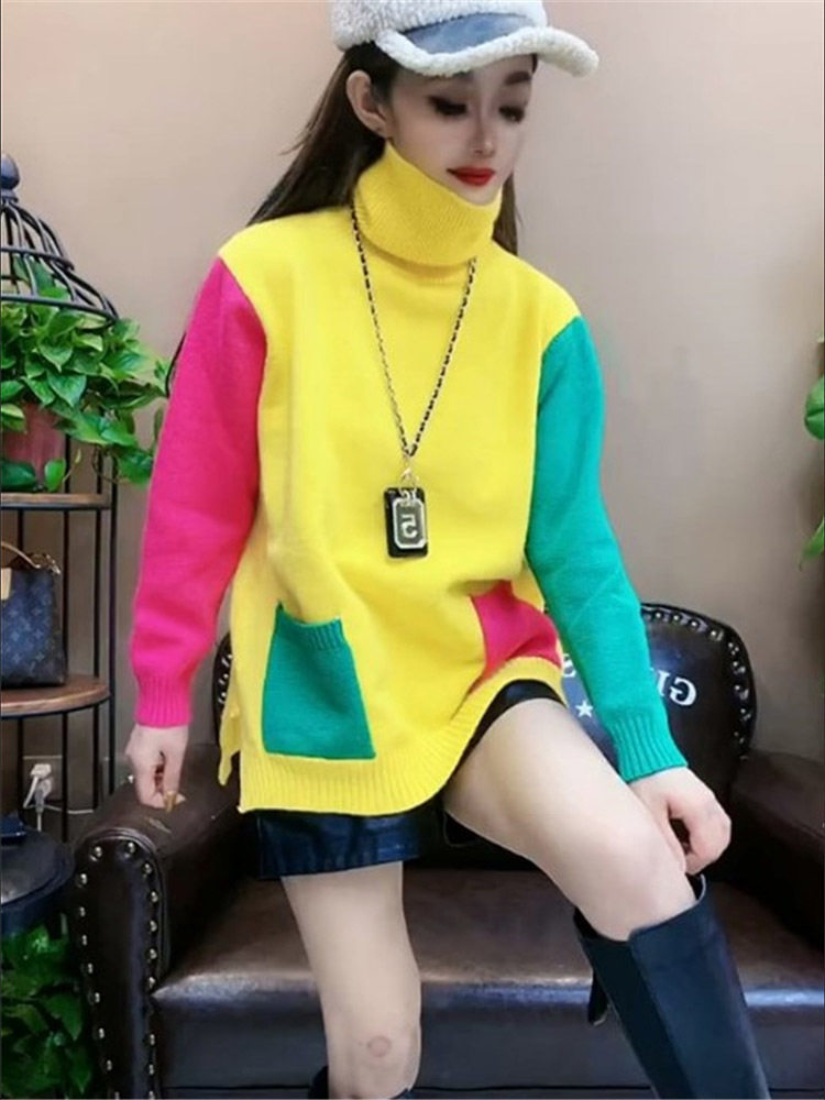 Casual Colors Patchwork Knitte - Winter Clothing Colors ulasan dan harga