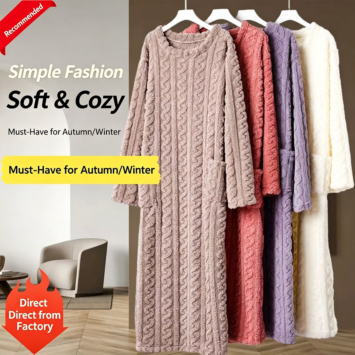 Winter Coral Velvet Nightgown, - Winter Clothing Stores ulasan dan harga