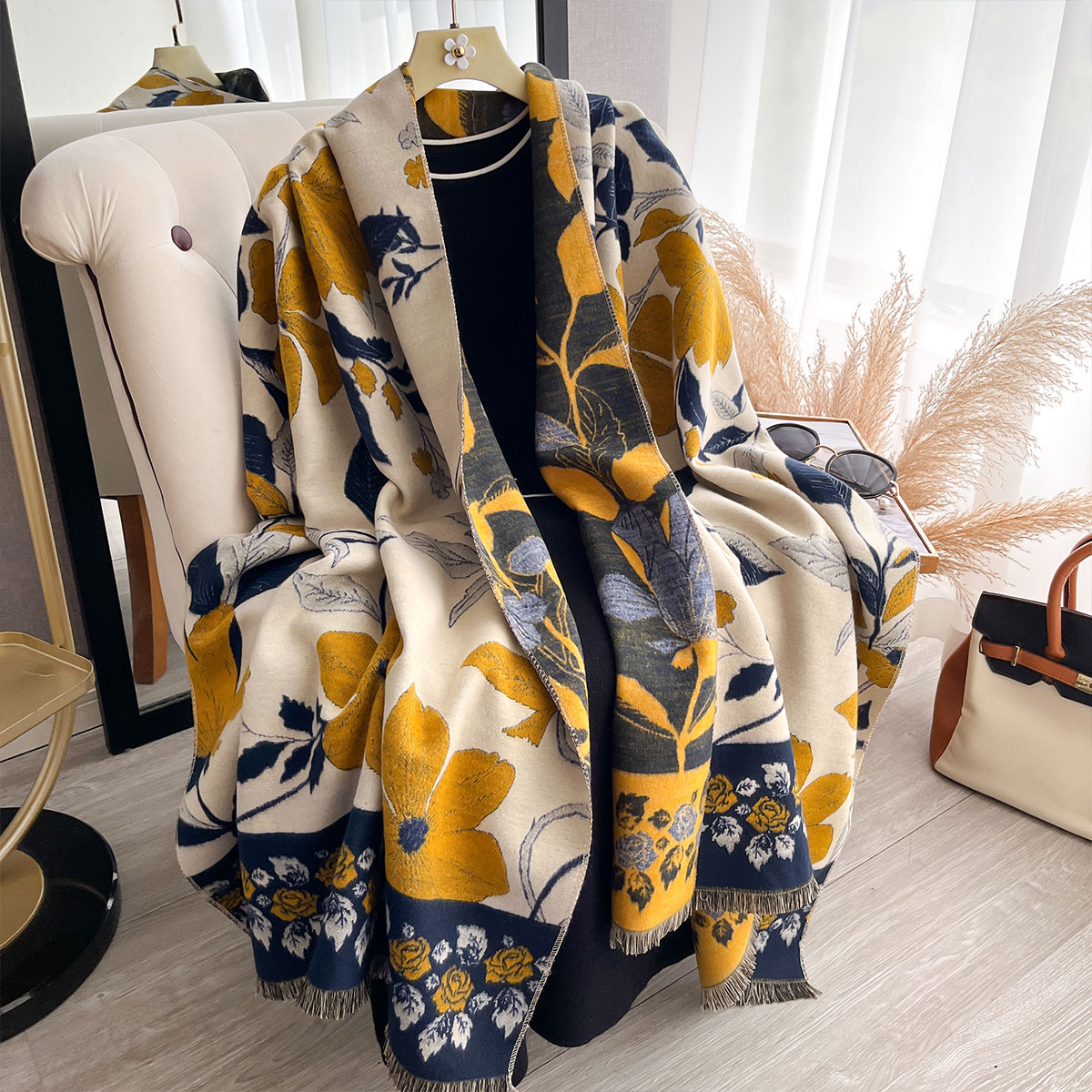Women Thicken Luxury Winter Pa - Cashmere Scarf Wrap ulasan dan harga