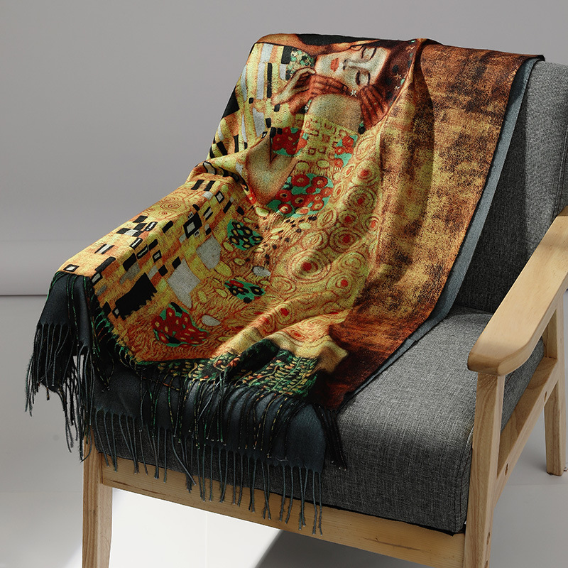 Luxury Brand Oil Painting Cash - Cashmere Scarf Wrap ulasan dan harga