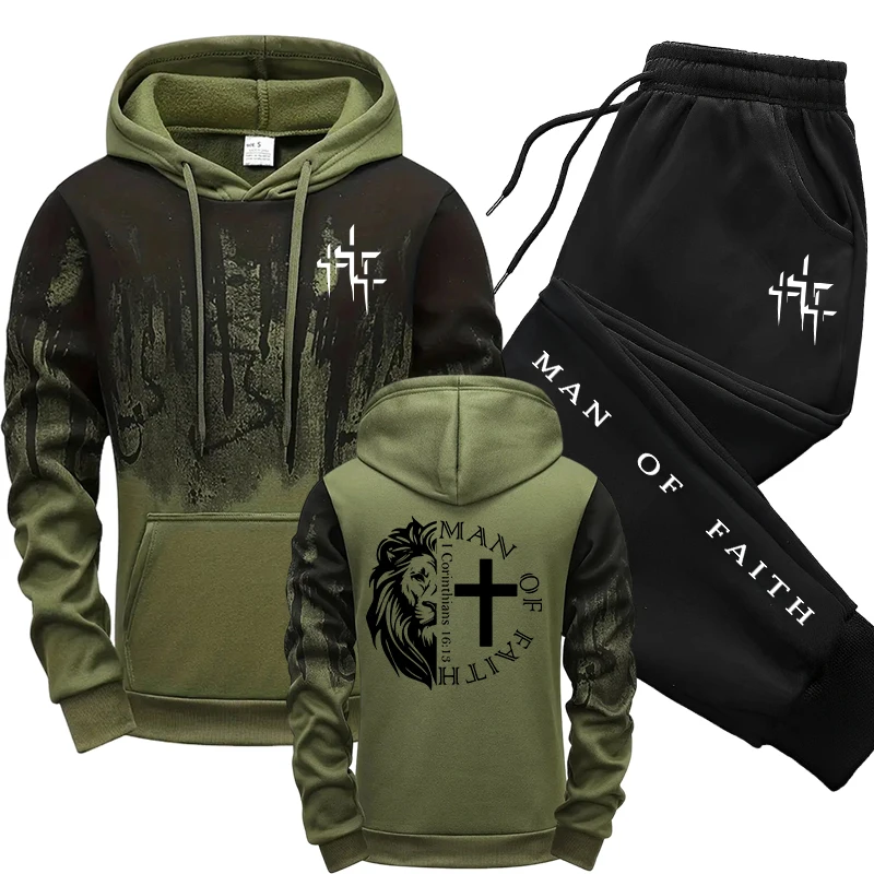 Man of Faith Pattern Men's Set - Winter Clothing Stores ulasan dan harga