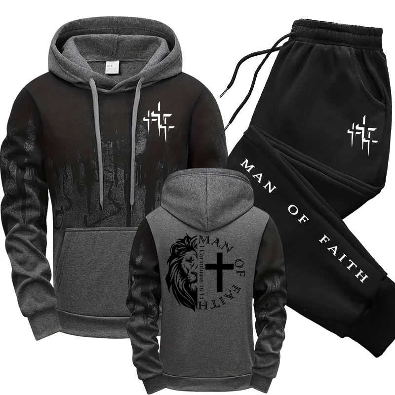 Man of Faith Pattern Men's Set - Winter Clothing Stores ulasan dan harga