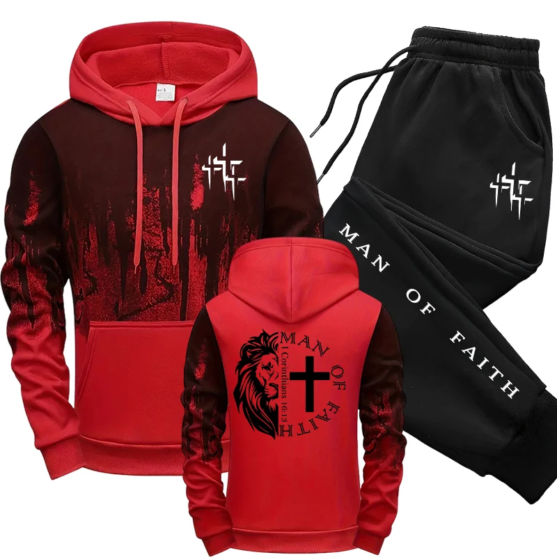 Man of Faith Pattern Men's Set - Winter Clothing Stores ulasan dan harga